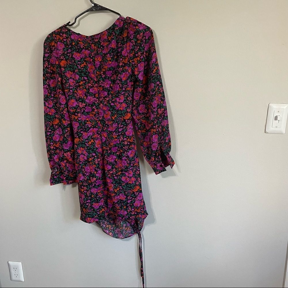 2/$30 SHEIN Drawstring Front Lantern Sleeve Floral Dress - Picture 6 of 10
